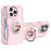 For iPhone 16 Pro Case Compatble with MagSafe Kickstand TPU+PC Phone Cover Built-In Mirror - Pink - 1