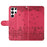 For Samsung Galaxy S25 Ultra Case with Wrist Strap Leather Phone Cover Wall Cats Pattern - Red - 4