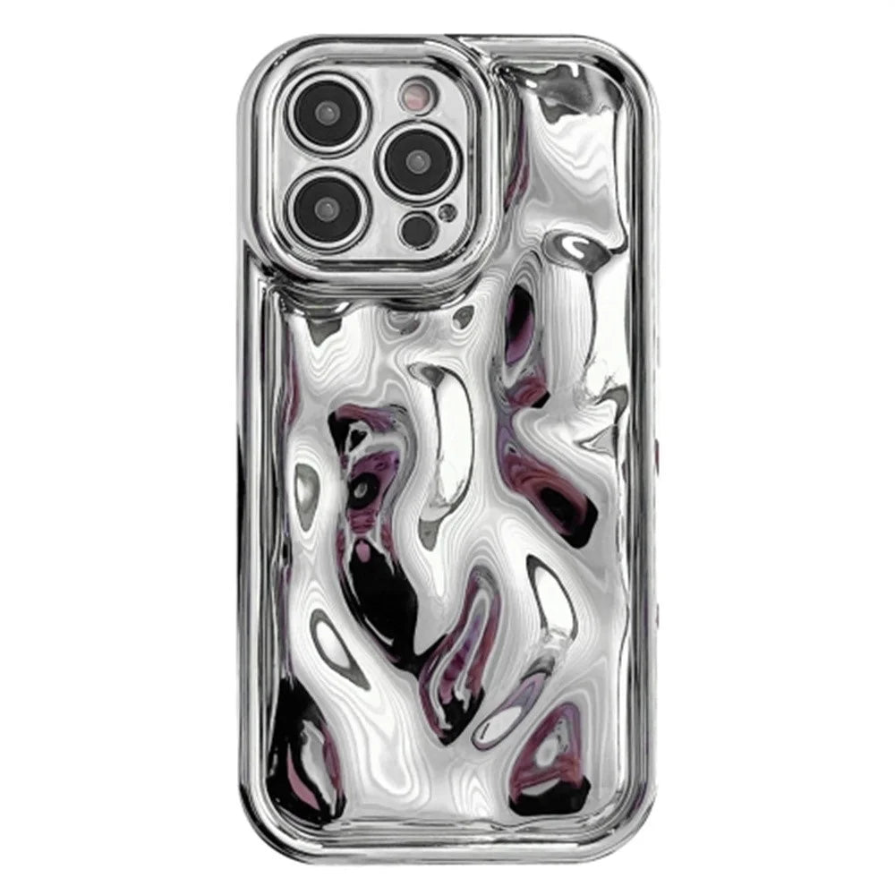 For iPhone 16 Pro Case Electroplated TPU Shell Meteorite Texture Phone Cover - Silver - 1