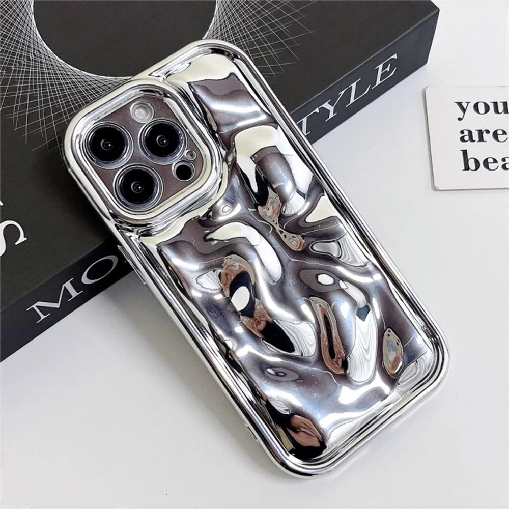For iPhone 16 Pro Case Electroplated TPU Shell Meteorite Texture Phone Cover - Silver - 2