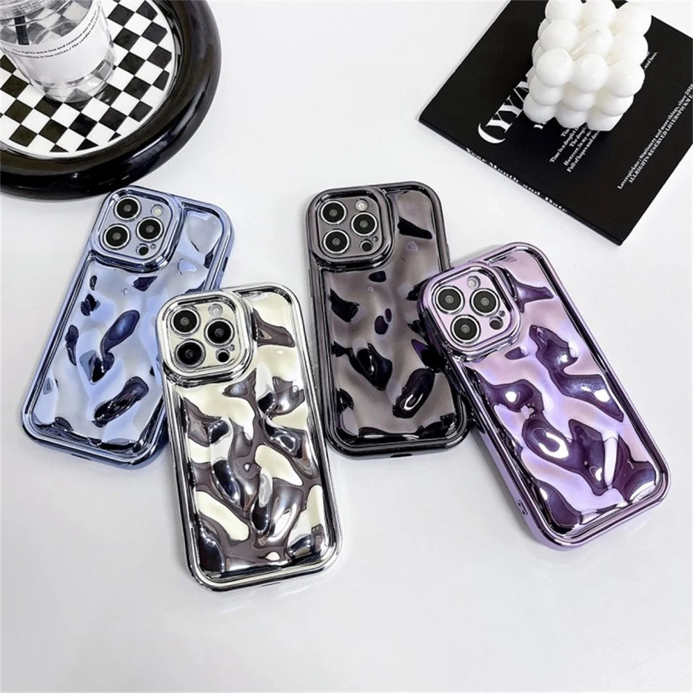 For iPhone 16 Pro Case Electroplated TPU Shell Meteorite Texture Phone Cover - Silver - 6
