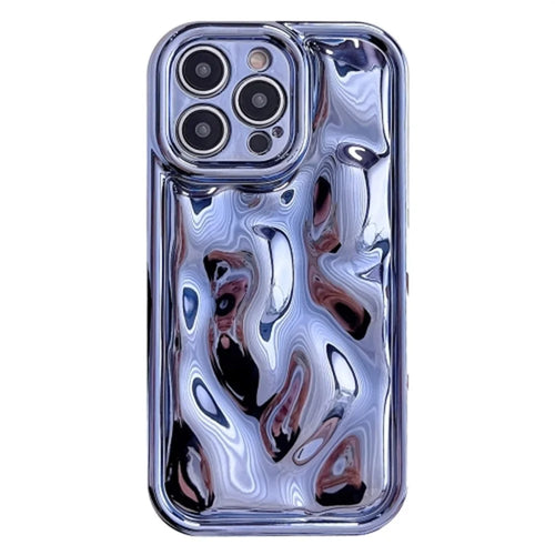 For iPhone 16 Pro Max Case Electroplated TPU Shell Meteorite Texture Phone Cover - Blue - 1