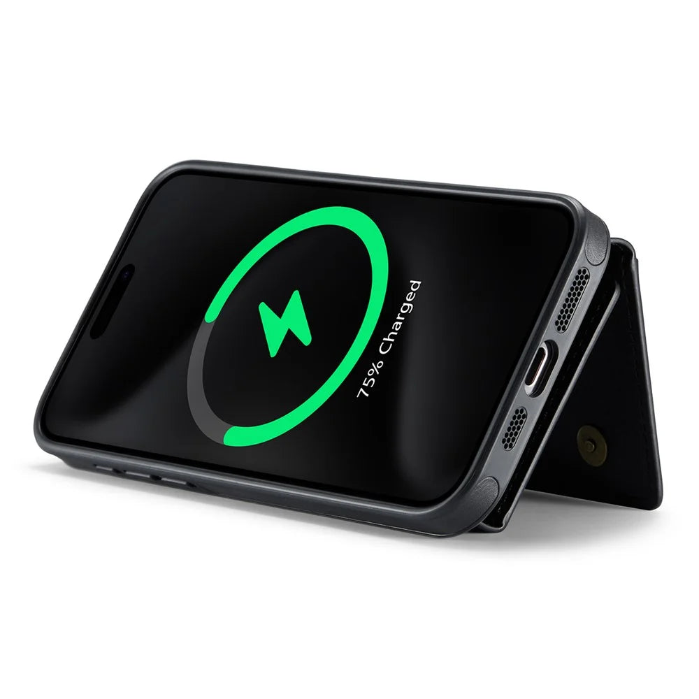 MAGKING K2 Series For iPhone 16 Pro Max Case Compatible with MagSafe PC+TPU+PU Leather RFID Blocking Phone Cover with Wallet - Black - 4