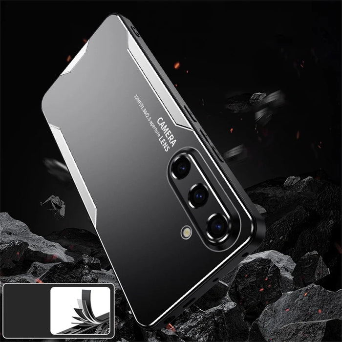 For Samsung Galaxy S24 FE Phone Case Aluminium Alloy TPU PC Back Cover - Blue - 7