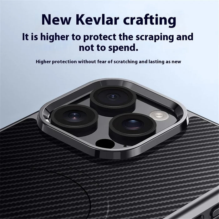 For iPhone 15 Pro Max Case Compatible with MagSafe Carbon Fiber Texture Leather Coated PC+Silicone Protective Cover - Black - 4