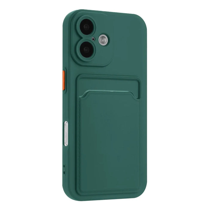 For iPhone 16 Plus Case Flexible TPU Phone Cover with Back Card Slot - Midnight Green - 3