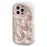 For iPhone 16 Pro Max Case Snake Design Pearl Accents Furry TPU Warm Phone Cover - White - 1