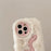 For iPhone 16 Pro Max Case Snake Design Pearl Accents Furry TPU Warm Phone Cover - White - 7