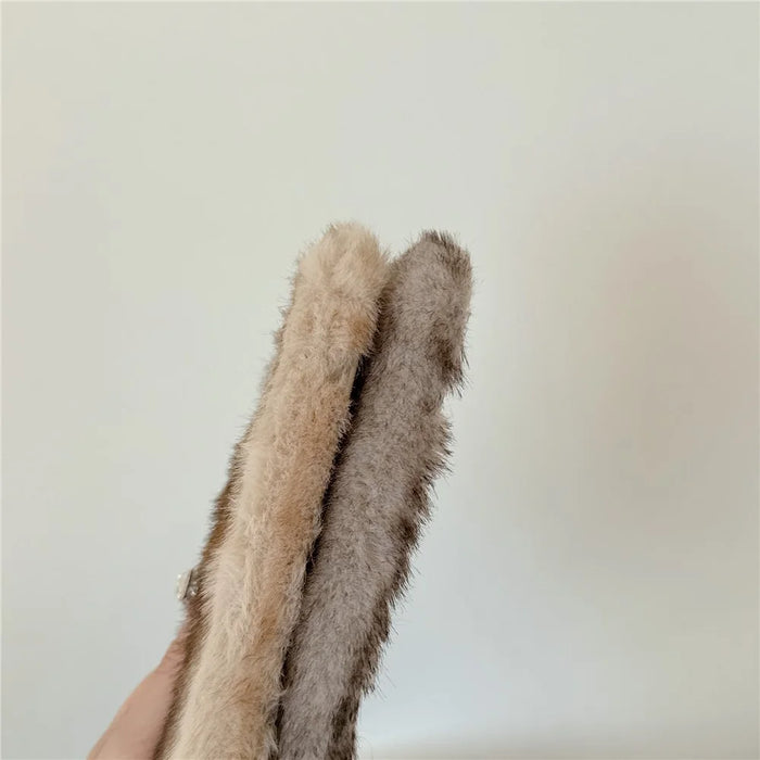 For iPhone 16 Pro Case Mink Fur Texture TPU Fuzzy Winter Protective Cover - Grey - 7