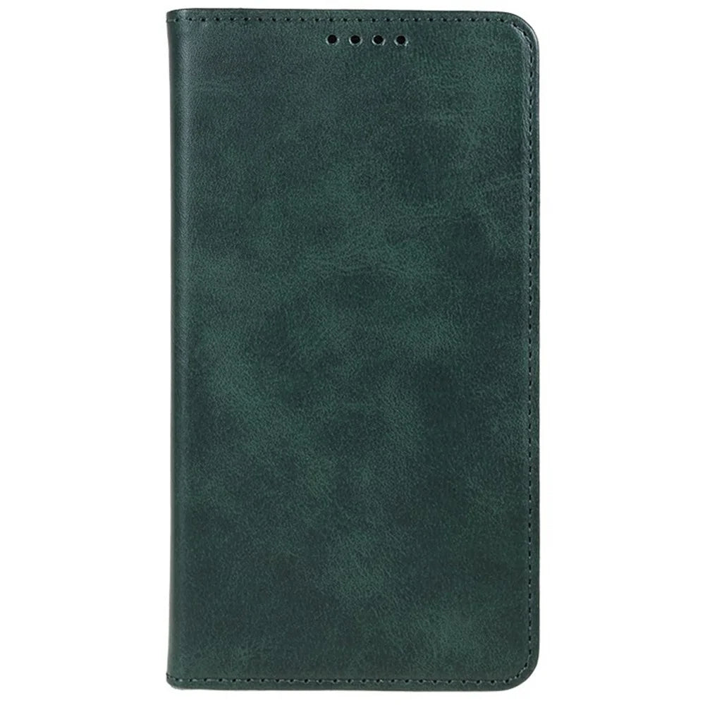 For Samsung Galaxy S25 Case Strong Magnetic PU Leather Phone Cover Calf Texture - Green - 6