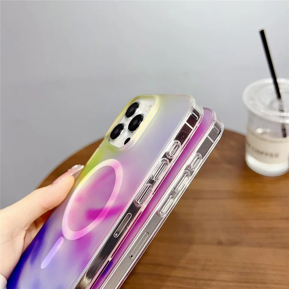 For iPhone 16 Pro Max Case Compatible with MagSafe Ink Painting IMD PC+TPU Phone Cover - Blue - 5