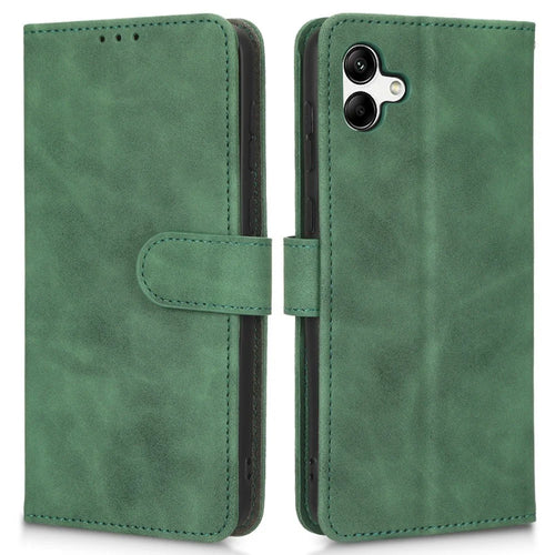 For Samsung Galaxy A04 4G (164.4 x 76.3 x 9.1 mm) Skin-touch Feeling PU Leather Magnetic Phone Case Full Protection Stand Wallet Shockproof Flip Cover - Green - 1
