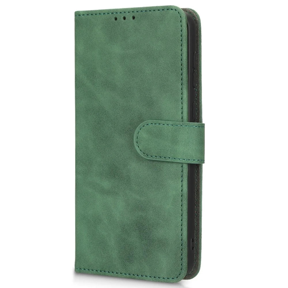 For Samsung Galaxy A04 4G (164.4 x 76.3 x 9.1 mm) Skin-touch Feeling PU Leather Magnetic Phone Case Full Protection Stand Wallet Shockproof Flip Cover - Green - 5
