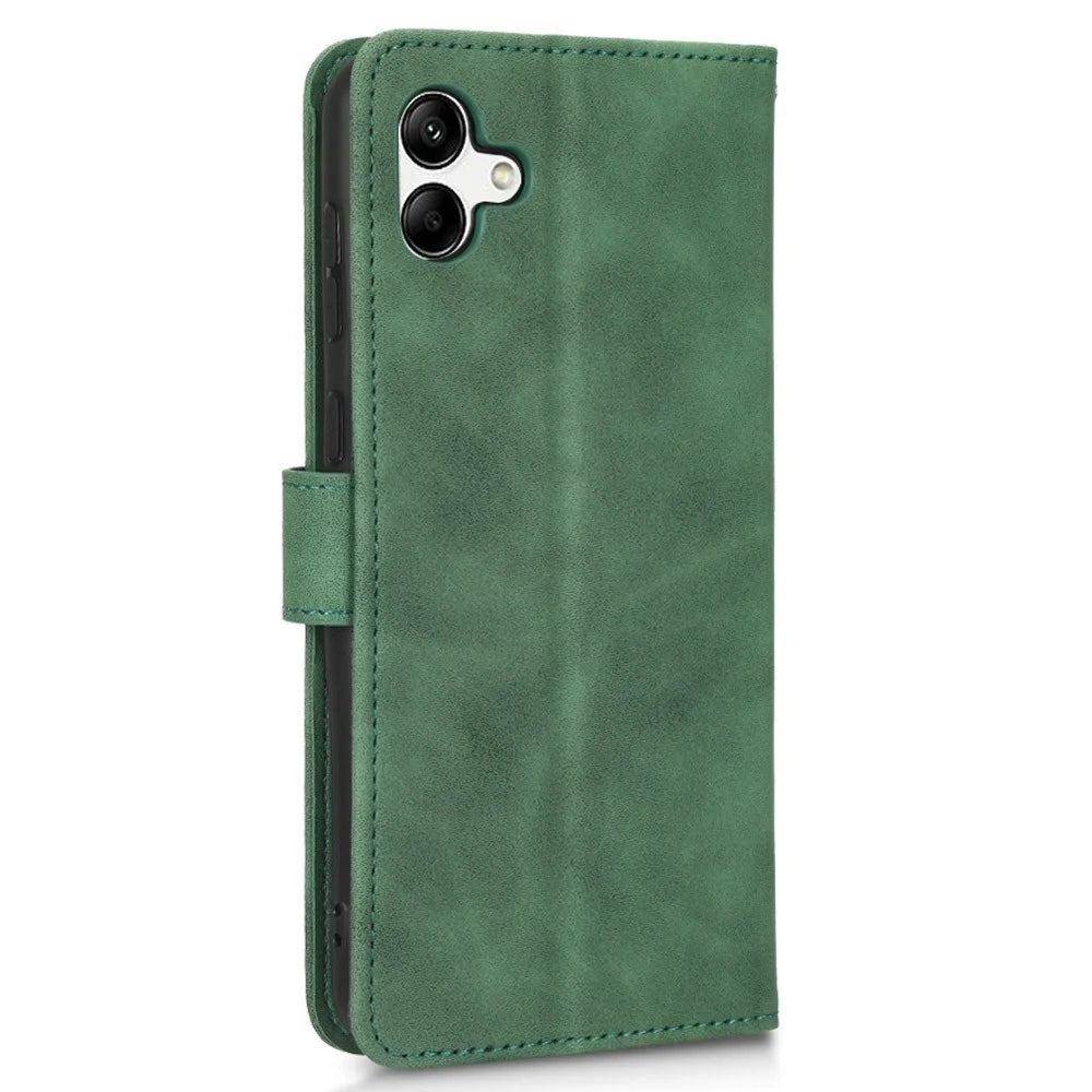 For Samsung Galaxy A04 4G (164.4 x 76.3 x 9.1 mm) Skin-touch Feeling PU Leather Magnetic Phone Case Full Protection Stand Wallet Shockproof Flip Cover - Green - 6