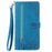 For ZTE Blade A75 4G Zipper Wallet Case with Strap Flower Imprint PU Leather Phone Cover - Blue - 6