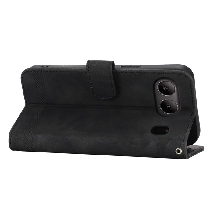 DIERFENG DF-03 For OnePlus Nord 4 Leather Case Lines Imprint Wallet Phone Cover - Black - 2
