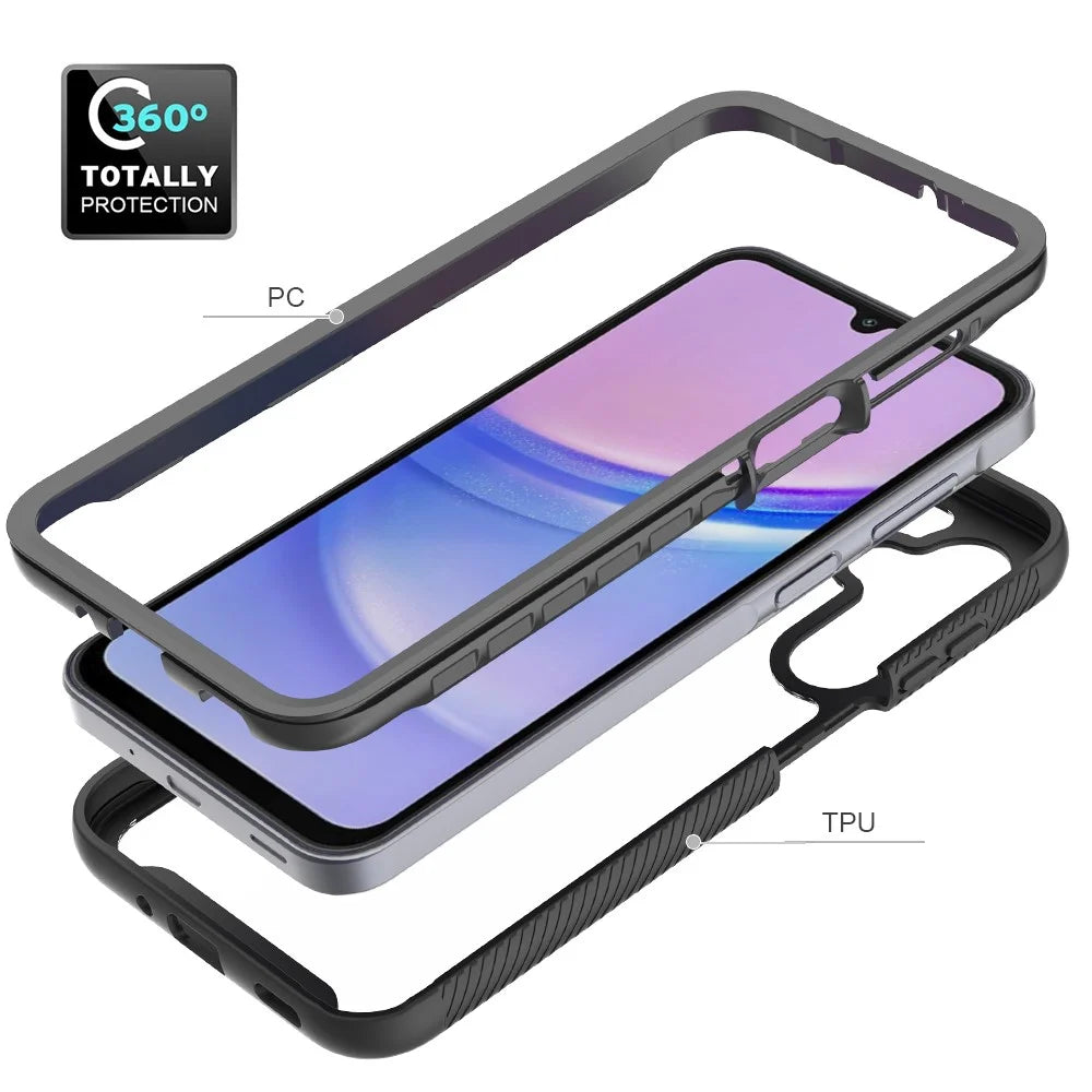 For Samsung Galaxy A16 5G / A16 4G Case Anti-Drop 2-in-1 PC+TPU Phone Cover - Black - 4