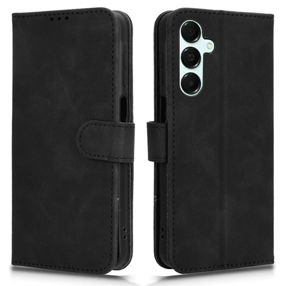 For Samsung Galaxy A16 5G / A16 4G Leather Case Skin-Feel Anti-Drop Wallet Flip Phone Cover - Black - 1