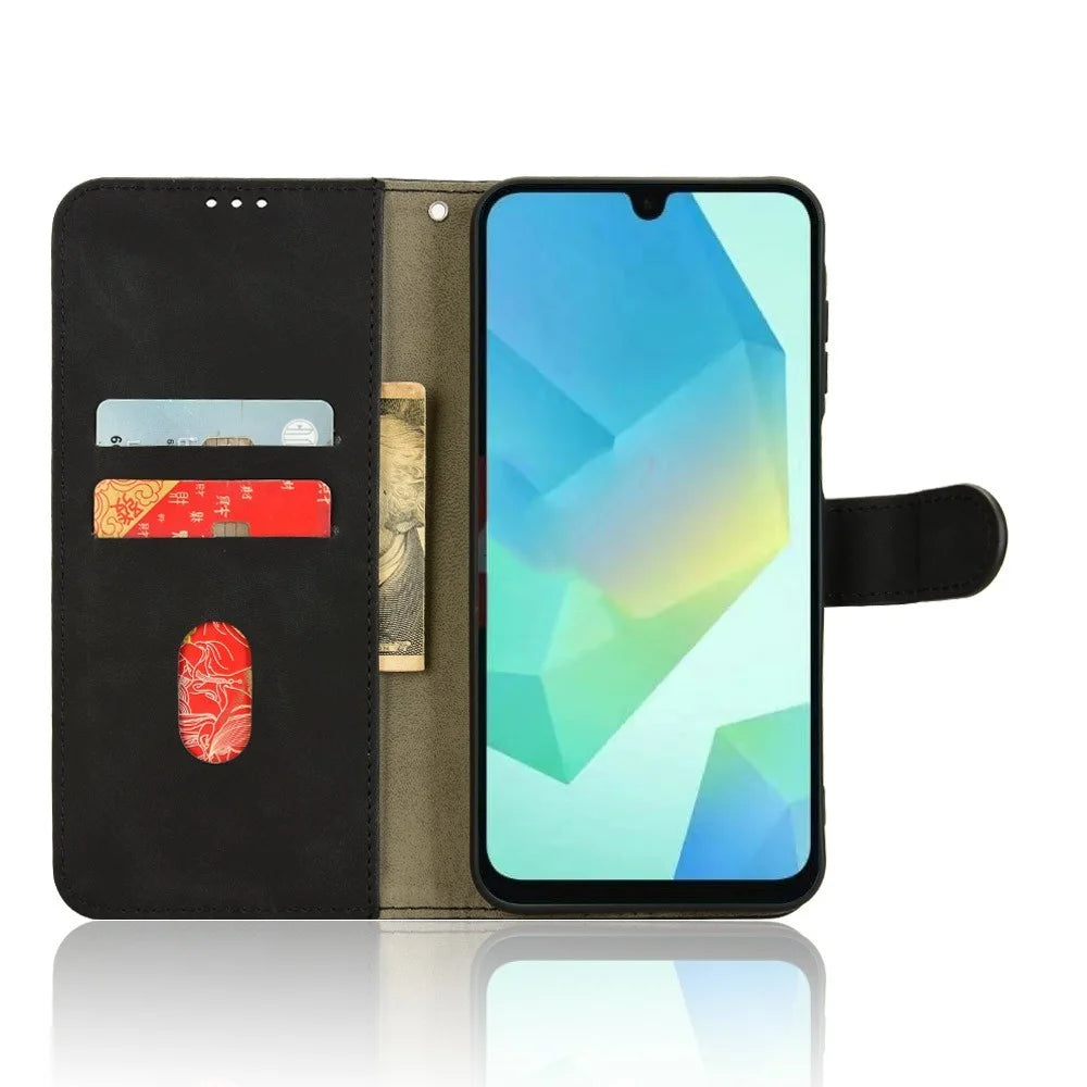For Samsung Galaxy A16 5G / A16 4G Leather Case Skin-Feel Anti-Drop Wallet Flip Phone Cover - Black - 2