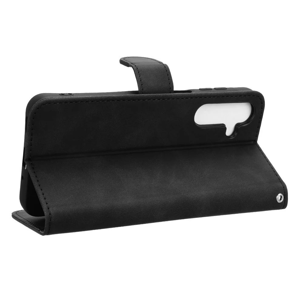 For Samsung Galaxy A16 5G / A16 4G Leather Case Skin-Feel Anti-Drop Wallet Flip Phone Cover - Black - 3