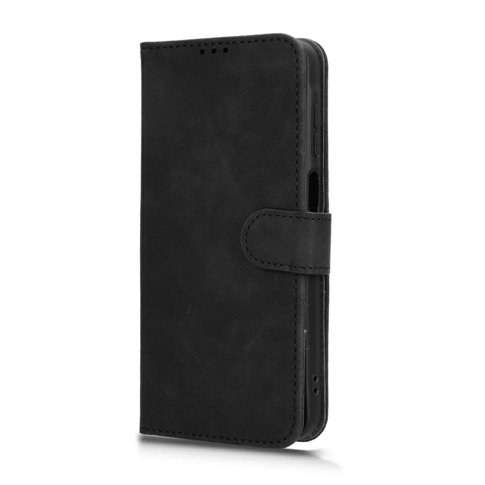 For Samsung Galaxy A16 5G / A16 4G Leather Case Skin-Feel Anti-Drop Wallet Flip Phone Cover - Black - 6