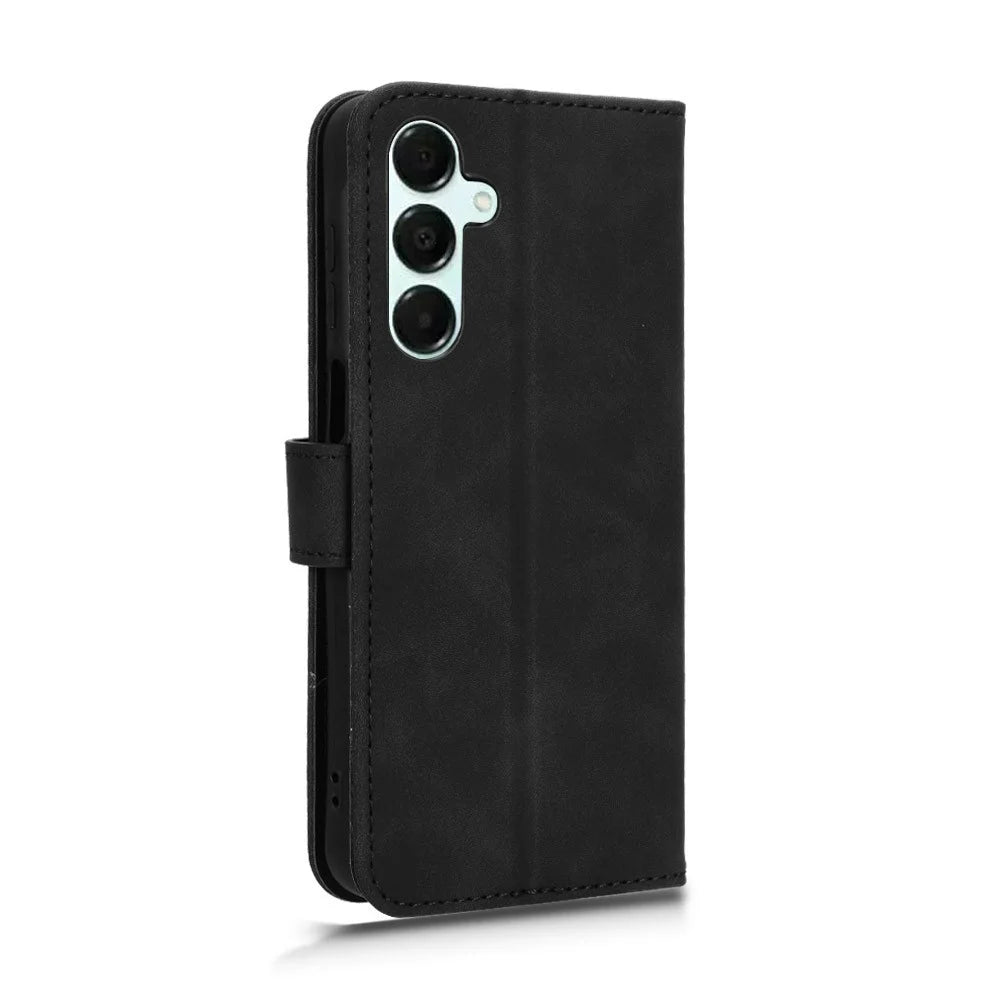 For Samsung Galaxy A16 5G / A16 4G Leather Case Skin-Feel Anti-Drop Wallet Flip Phone Cover - Black - 7