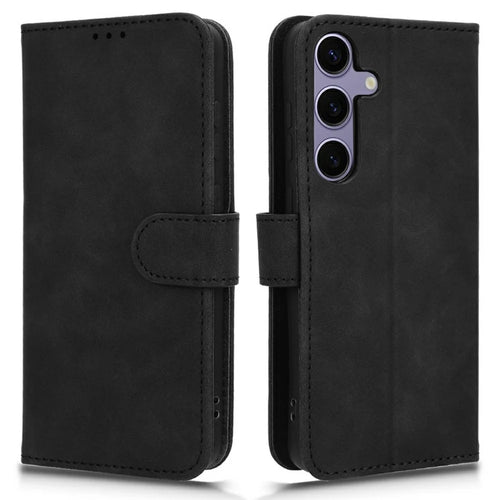 For Samsung Galaxy S24 FE Leather Case Skin-Feel Anti-Drop Wallet Flip Phone Cover - Black - 1