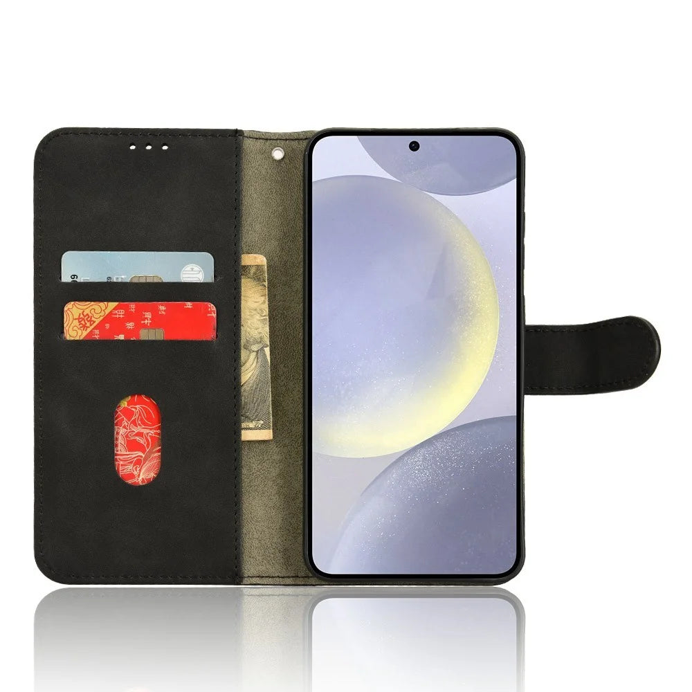 For Samsung Galaxy S24 FE Leather Case Skin-Feel Anti-Drop Wallet Flip Phone Cover - Black - 2