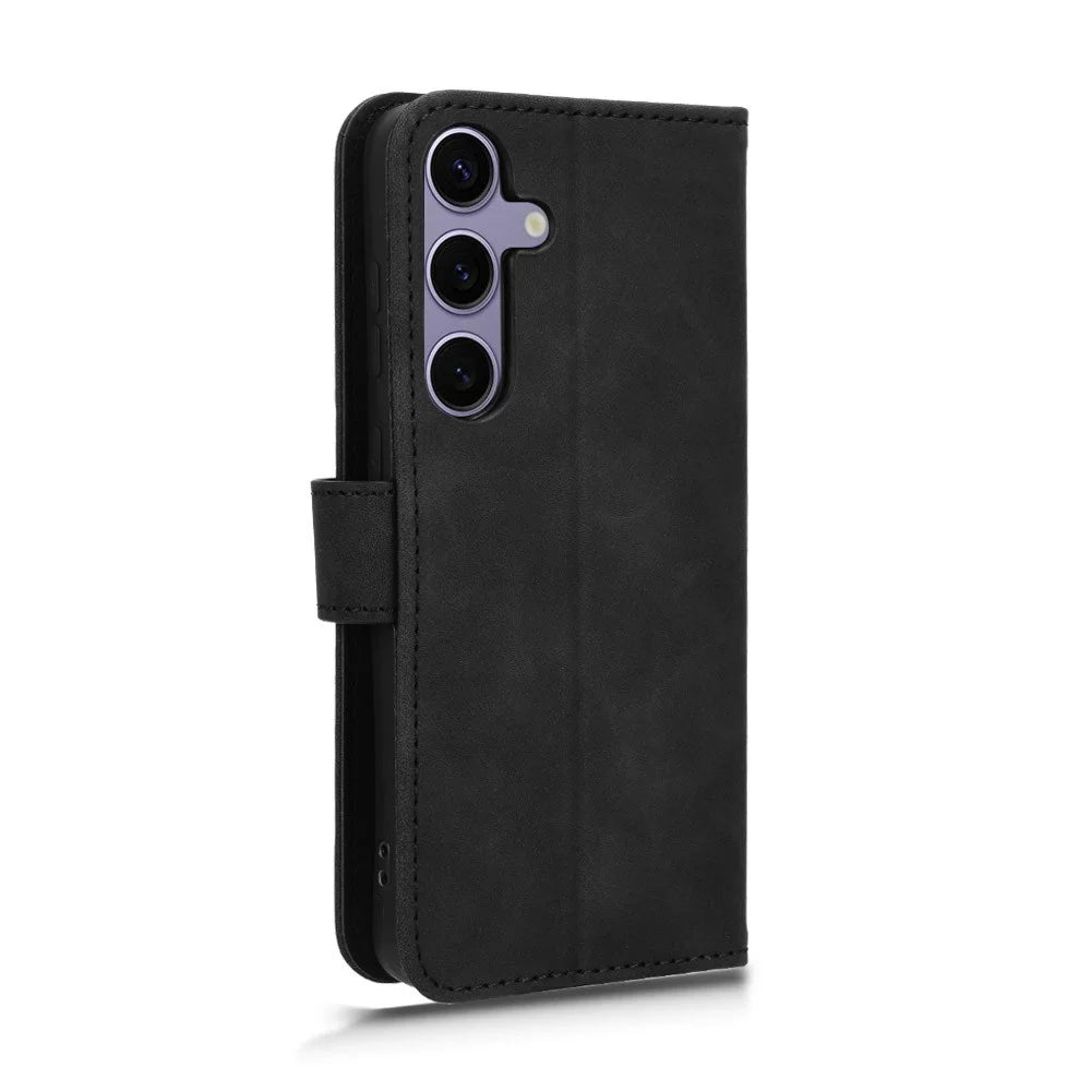 For Samsung Galaxy S24 FE Leather Case Skin-Feel Anti-Drop Wallet Flip Phone Cover - Black - 7