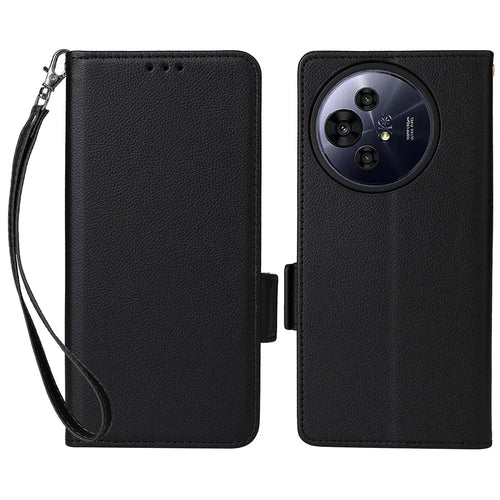 For TCL 50 Pro Nxtpaper 5G / 50 Nxtpaper 5G / TCL P10 / 60 XE NxtPaper 5G Case with Wrist Strap Litchi Texture PU Leather Phone Cover - Black - 1
