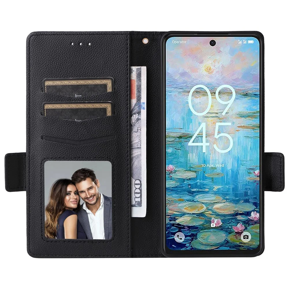 For TCL 50 Pro Nxtpaper 5G / 50 Nxtpaper 5G / TCL P10 / 60 XE NxtPaper 5G Case with Wrist Strap Litchi Texture PU Leather Phone Cover - Black - 2