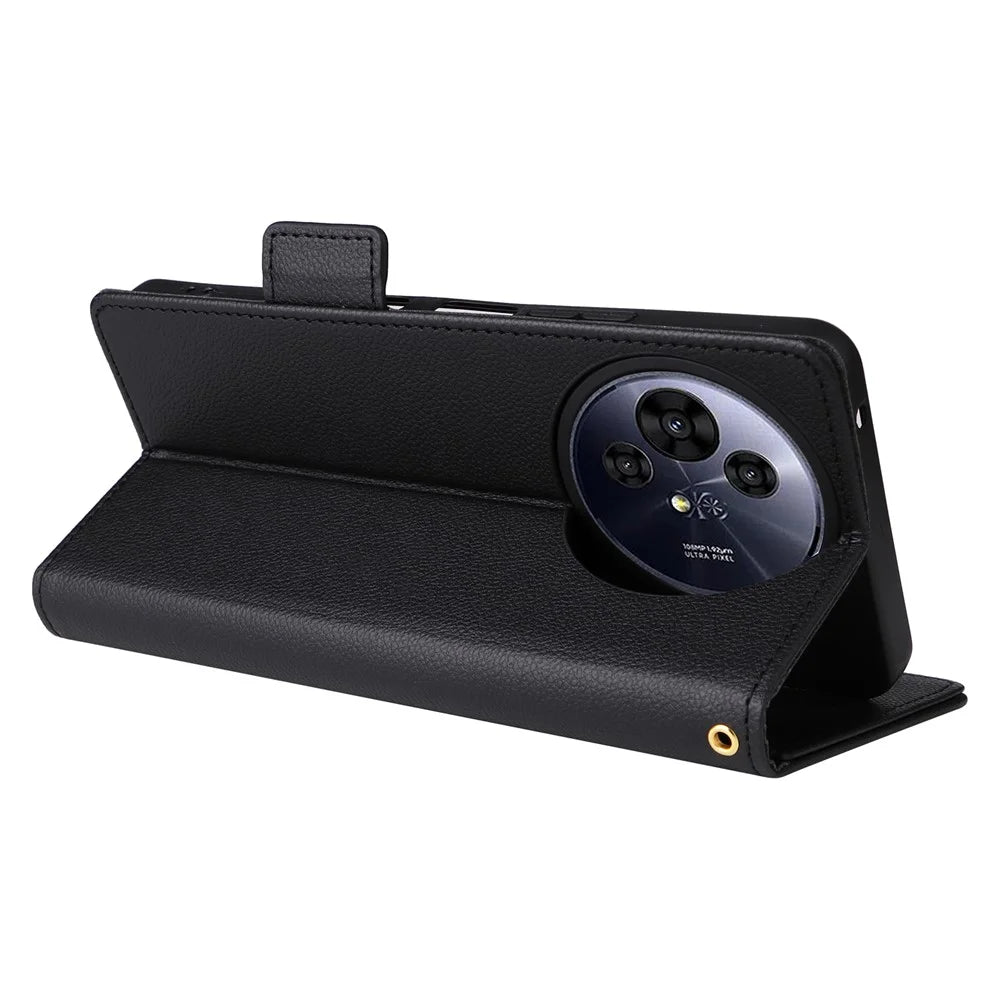 For TCL 50 Pro Nxtpaper 5G / 50 Nxtpaper 5G / TCL P10 / 60 XE NxtPaper 5G Case with Wrist Strap Litchi Texture PU Leather Phone Cover - Black - 4