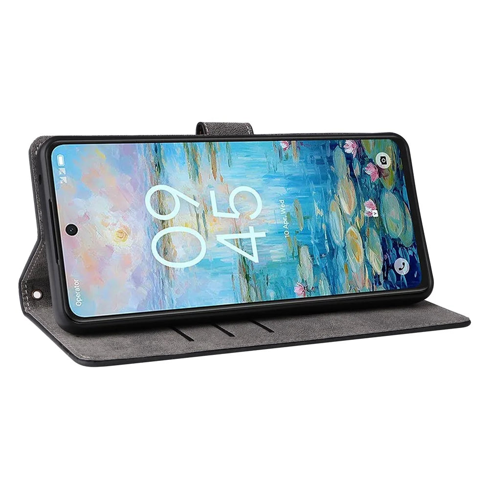 For TCL 50 Pro Nxtpaper 5G / 50 Nxtpaper 5G / TCL P10 / 60 XE NxtPaper 5G Wallet Case RFID Blocking PU Leather Cover Stand View - Black - 3