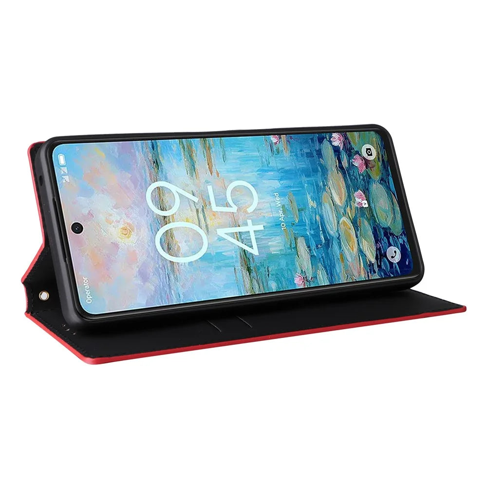 For TCL 50 Pro Nxtpaper 5G / 50 Nxtpaper 5G / TCL P10 / 60 XE NxtPaper 5G Wallet Case Rhombus Imprinted Leather Phone Cover - Red - 4