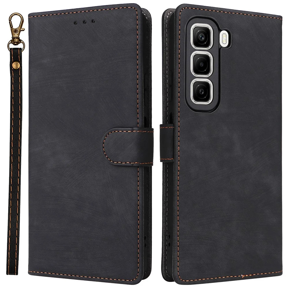 For Infinix Hot 50 5G X6720 Wallet Case RFID Blocking PU Leather Cover Stand View - Black - 1
