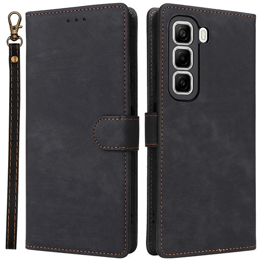 For Infinix Hot 50 5G X6720 Wallet Case RFID Blocking PU Leather Cover Stand View - Black - 1