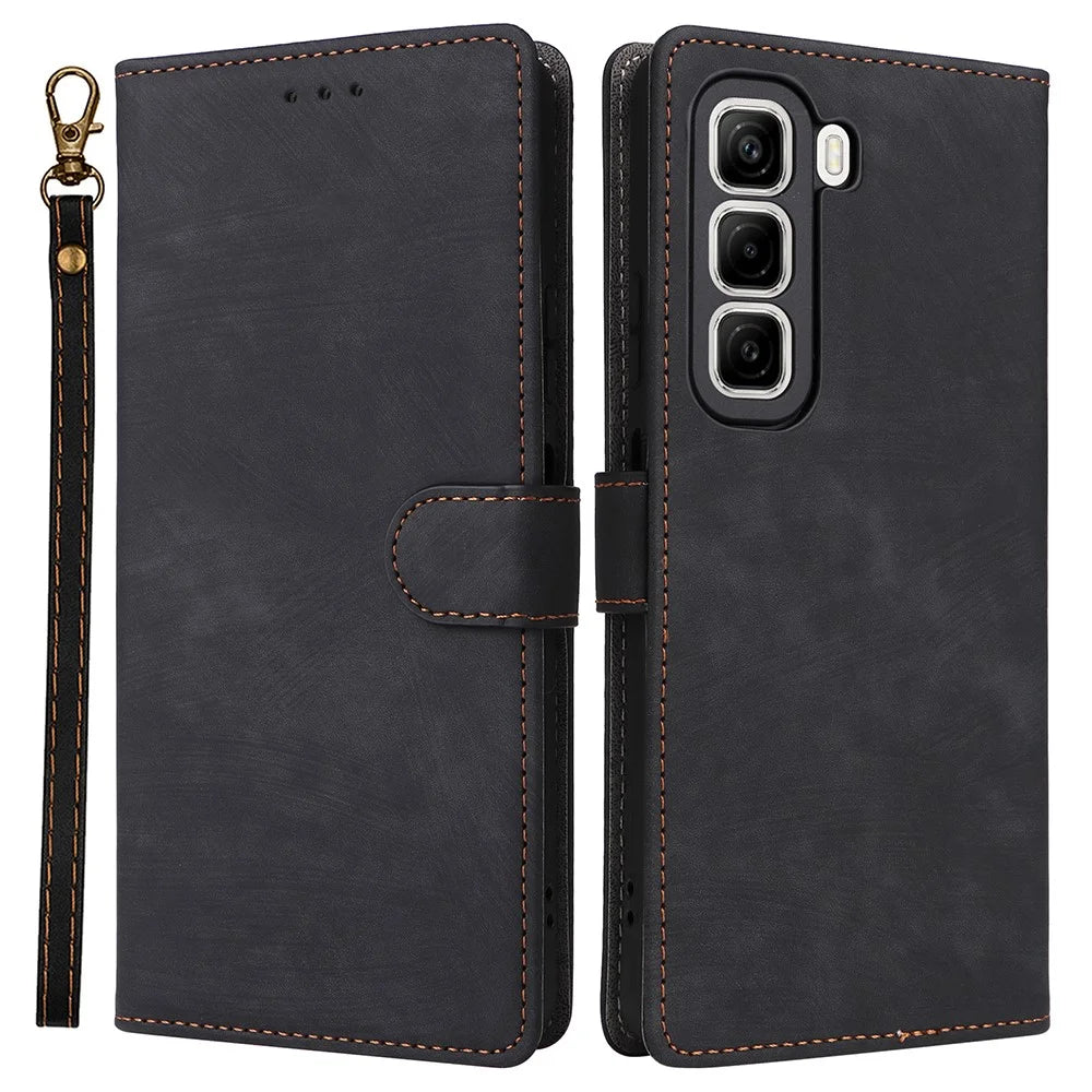 For Infinix Hot 50 4G X6882 Wallet Case RFID Blocking PU Leather Cover Stand View - Black - 1