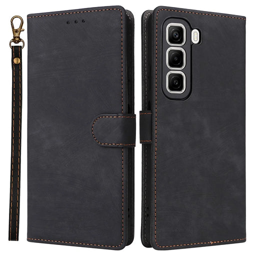 For Infinix Hot 50 4G X6882 Wallet Case RFID Blocking PU Leather Cover Stand View - Black - 1