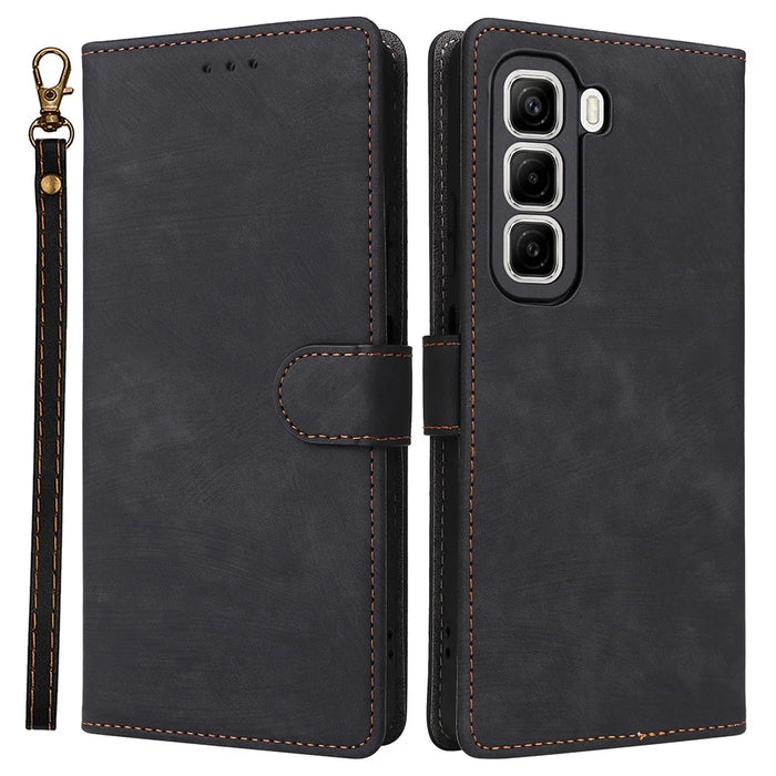 For Infinix Hot 50 4G X6882 Wallet Case RFID Blocking PU Leather Cover Stand View - Black - 1