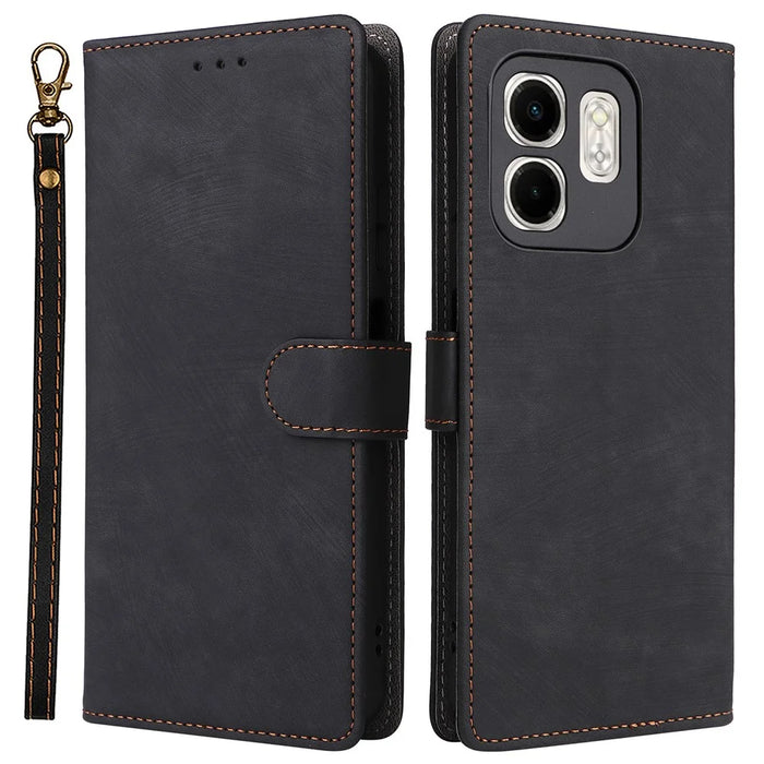 For Infinix Smart 9 4G X6532 / Hot 50i 4G X6531 Wallet Case RFID Blocking PU Leather Cover Stand View - Black - 1