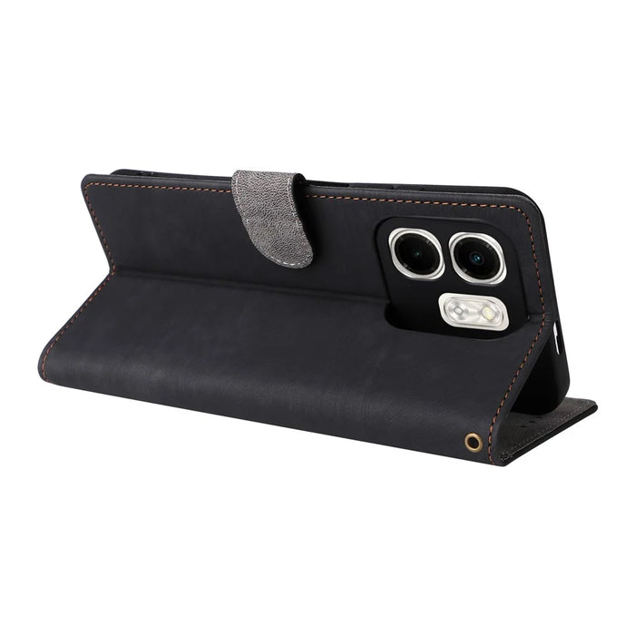 For Infinix Smart 9 4G X6532 / Hot 50i 4G X6531 Wallet Case RFID Blocking PU Leather Cover Stand View - Black - 4