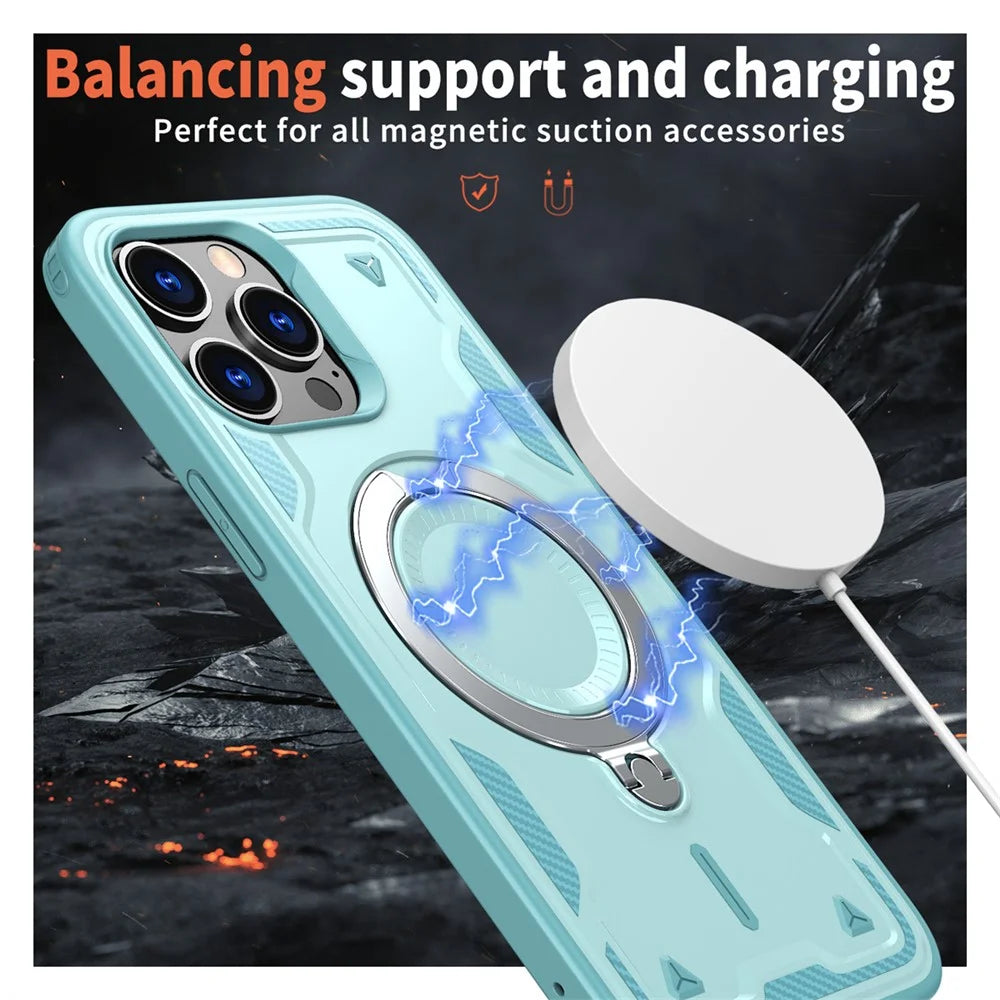 For iPhone 14 Pro Max Case Compatible with MagSafe Military Protection PC+TPU Kickstand Phone Cover - Baby Blue - 2