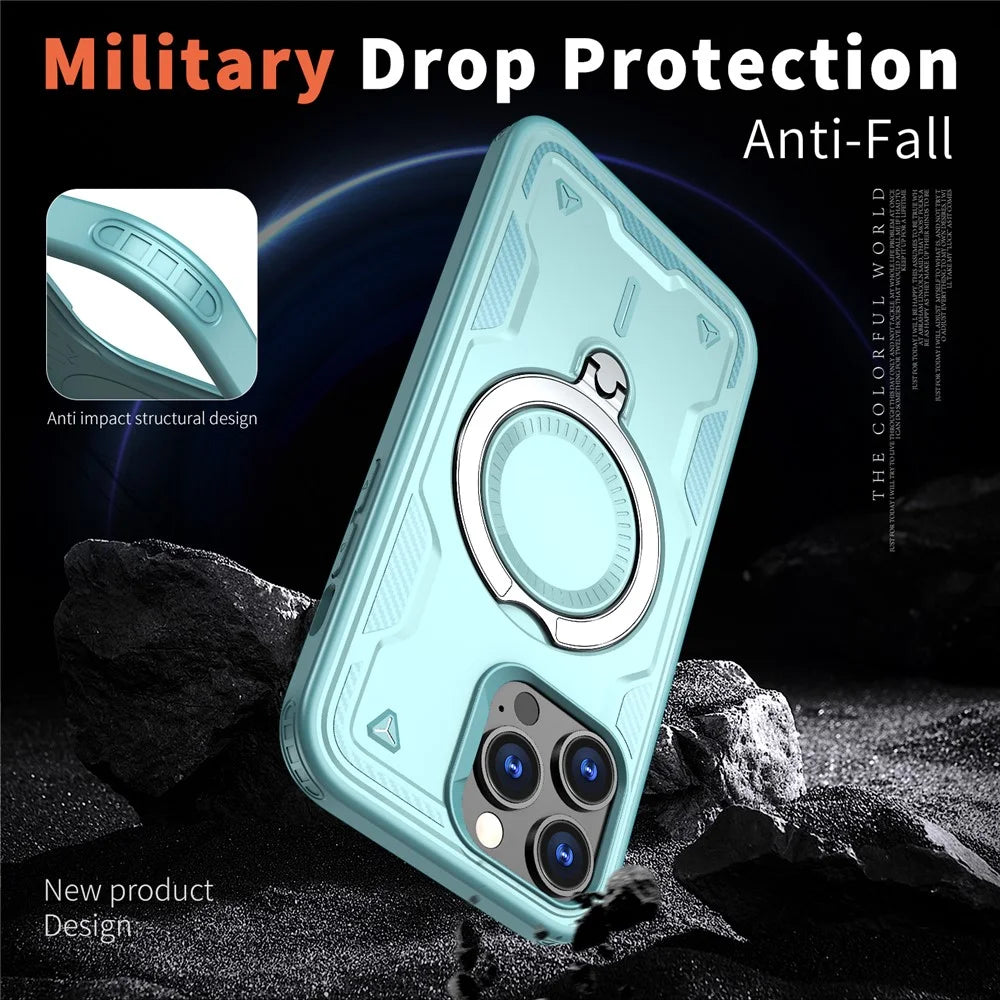 For iPhone 14 Pro Max Case Compatible with MagSafe Military Protection PC+TPU Kickstand Phone Cover - Baby Blue - 3