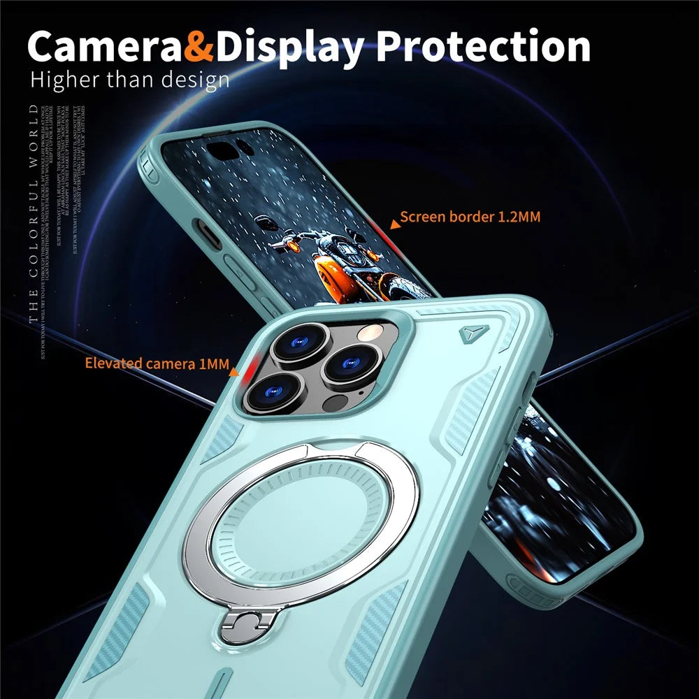 For iPhone 14 Pro Max Case Compatible with MagSafe Military Protection PC+TPU Kickstand Phone Cover - Baby Blue - 5