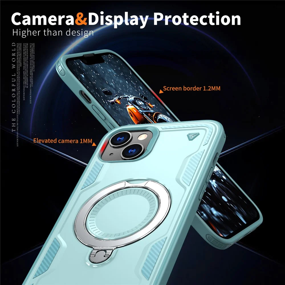 For iPhone 14 / 13 Case Compatible with MagSafe Military Protection PC+TPU Kickstand Phone Cover - Baby Blue - 5