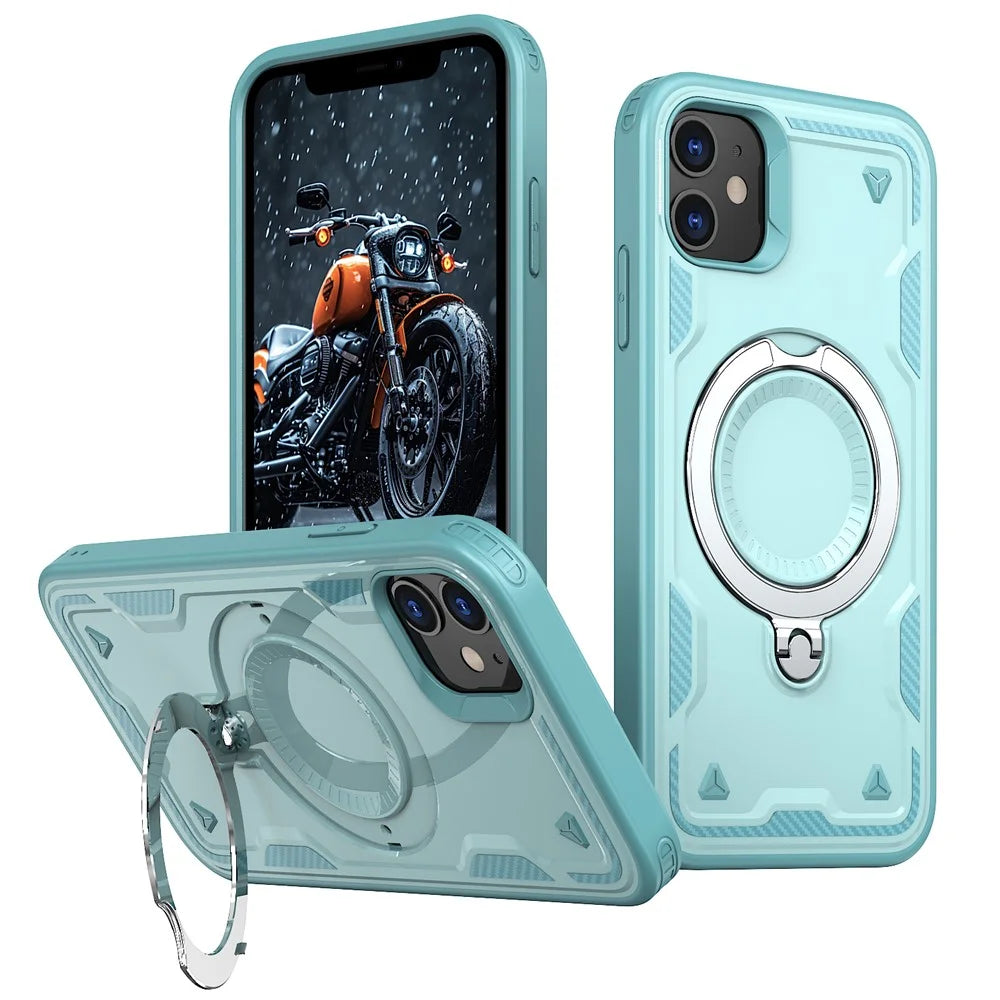 For iPhone 11 / XR Case Compatible with MagSafe Military Protection PC+TPU Kickstand Phone Cover - Baby Blue - 1