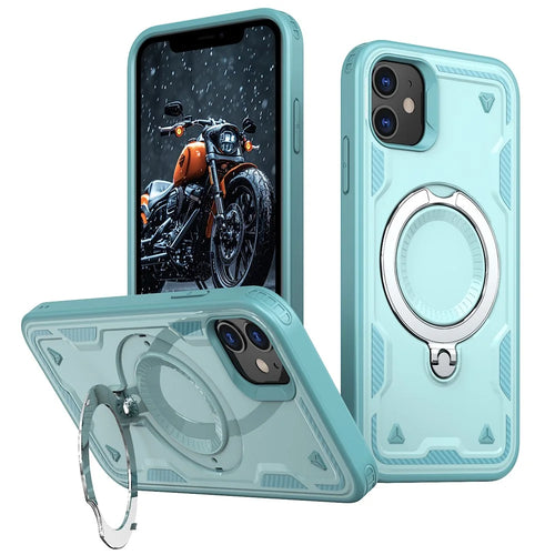 For iPhone 11 / XR Case Compatible with MagSafe Military Protection PC+TPU Kickstand Phone Cover - Baby Blue - 1
