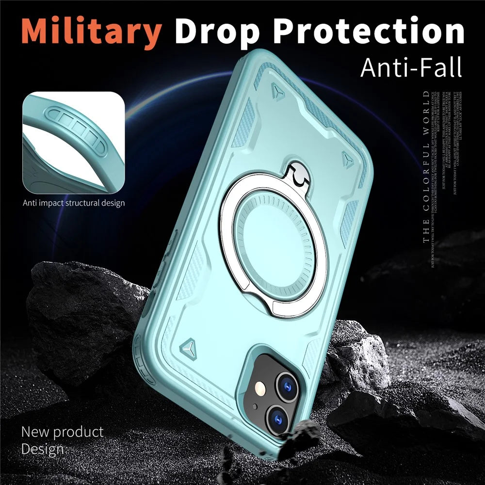 For iPhone 11 / XR Case Compatible with MagSafe Military Protection PC+TPU Kickstand Phone Cover - Baby Blue - 3