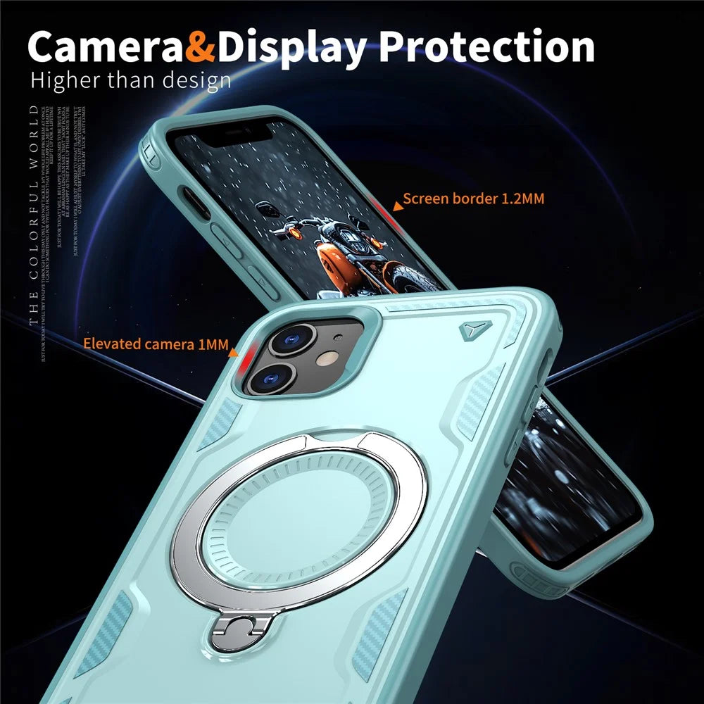 For iPhone 11 / XR Case Compatible with MagSafe Military Protection PC+TPU Kickstand Phone Cover - Baby Blue - 5