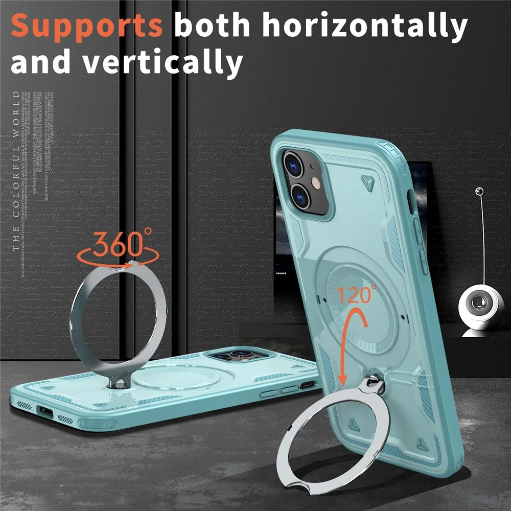 For iPhone 11 / XR Case Compatible with MagSafe Military Protection PC+TPU Kickstand Phone Cover - Baby Blue - 6
